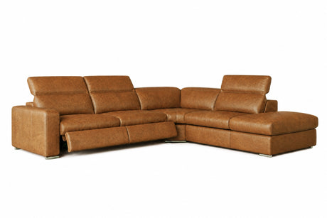 Valencia Clara Distressed Leather Recliner Sectional Sofa