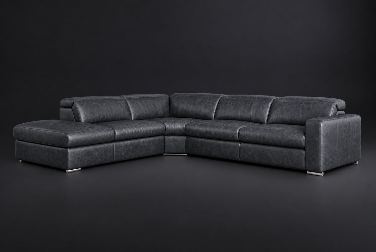 Valencia Clara Distressed Leather Recliner Sectional Sofa