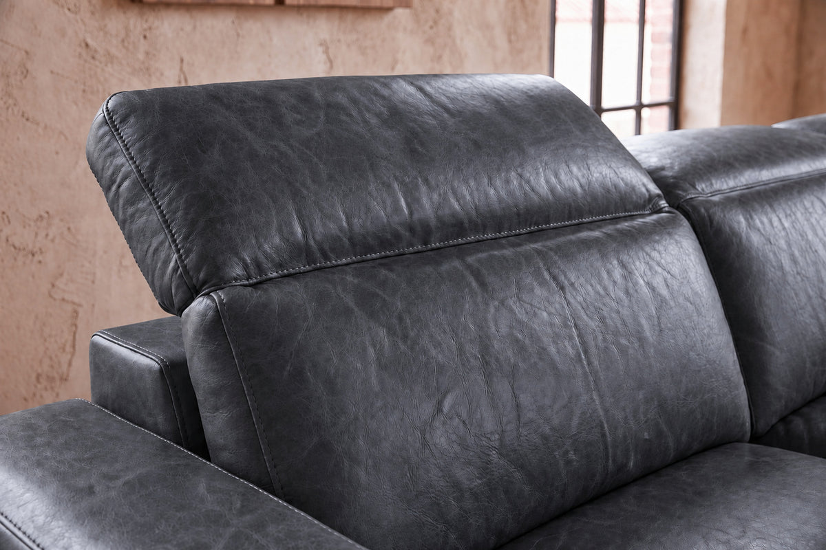 Valencia Clara Distressed Leather Recliner Sectional Sofa