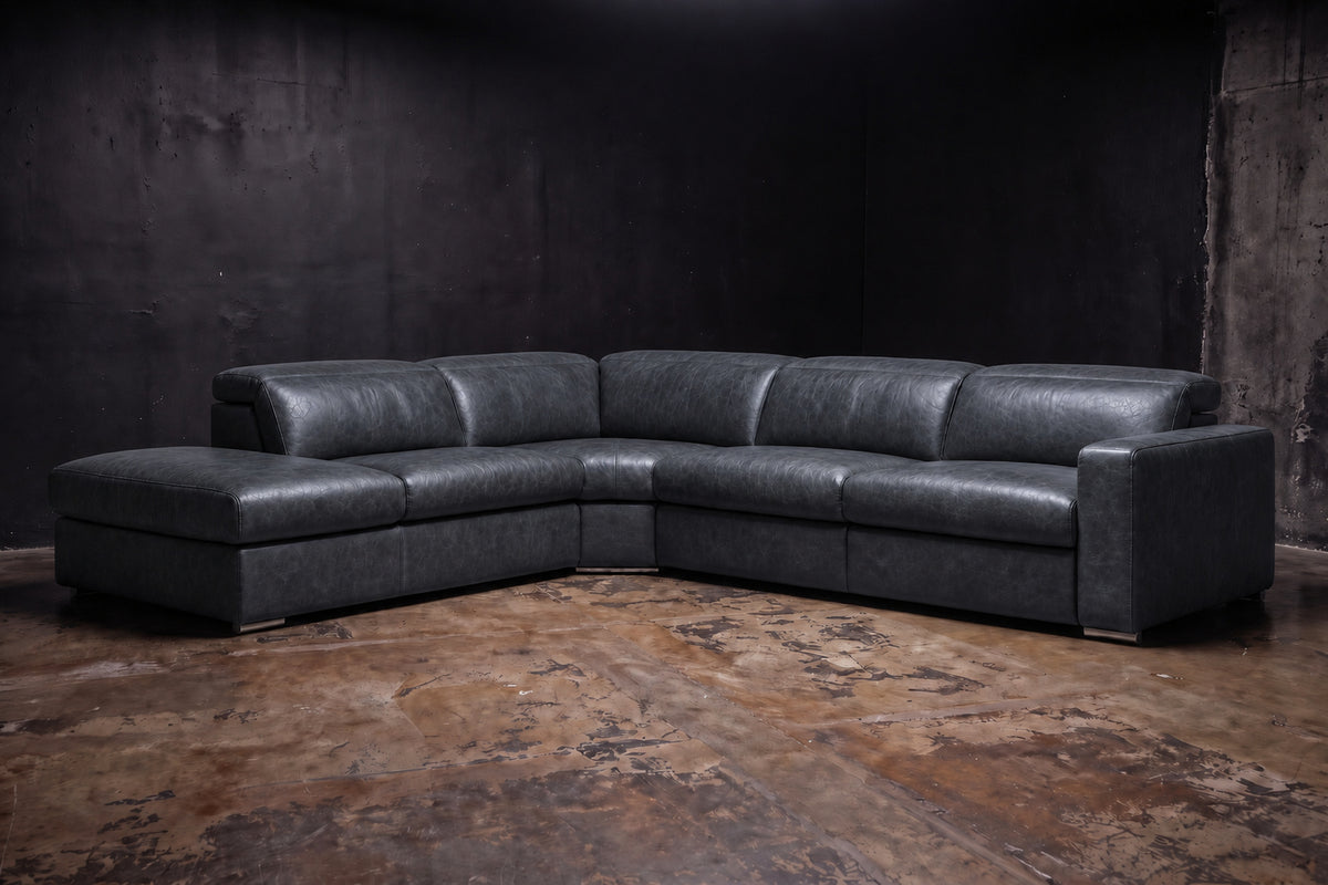 Valencia Clara Distressed Leather Recliner Sectional Sofa