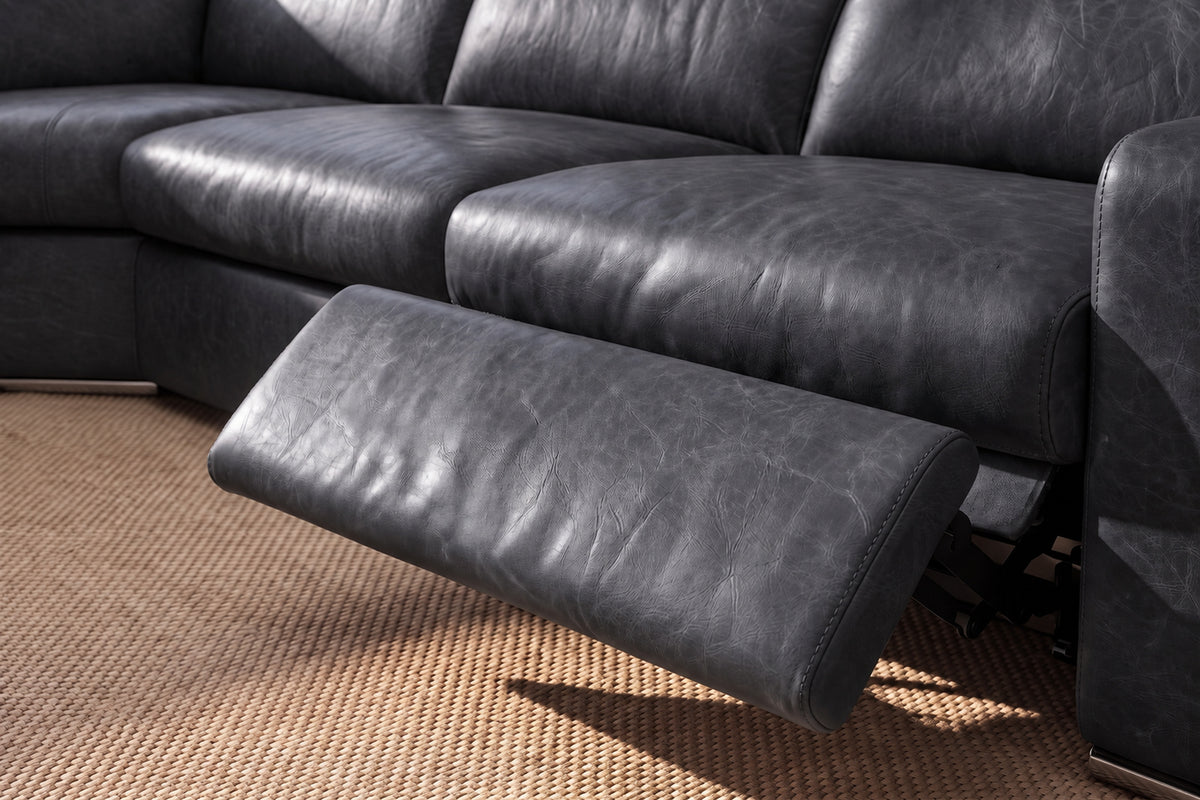 Valencia Clara Distressed Leather Recliner Sectional Sofa