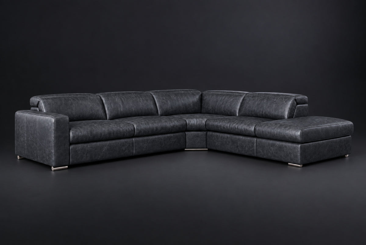 Valencia Clara Distressed Leather Recliner Sectional Sofa
