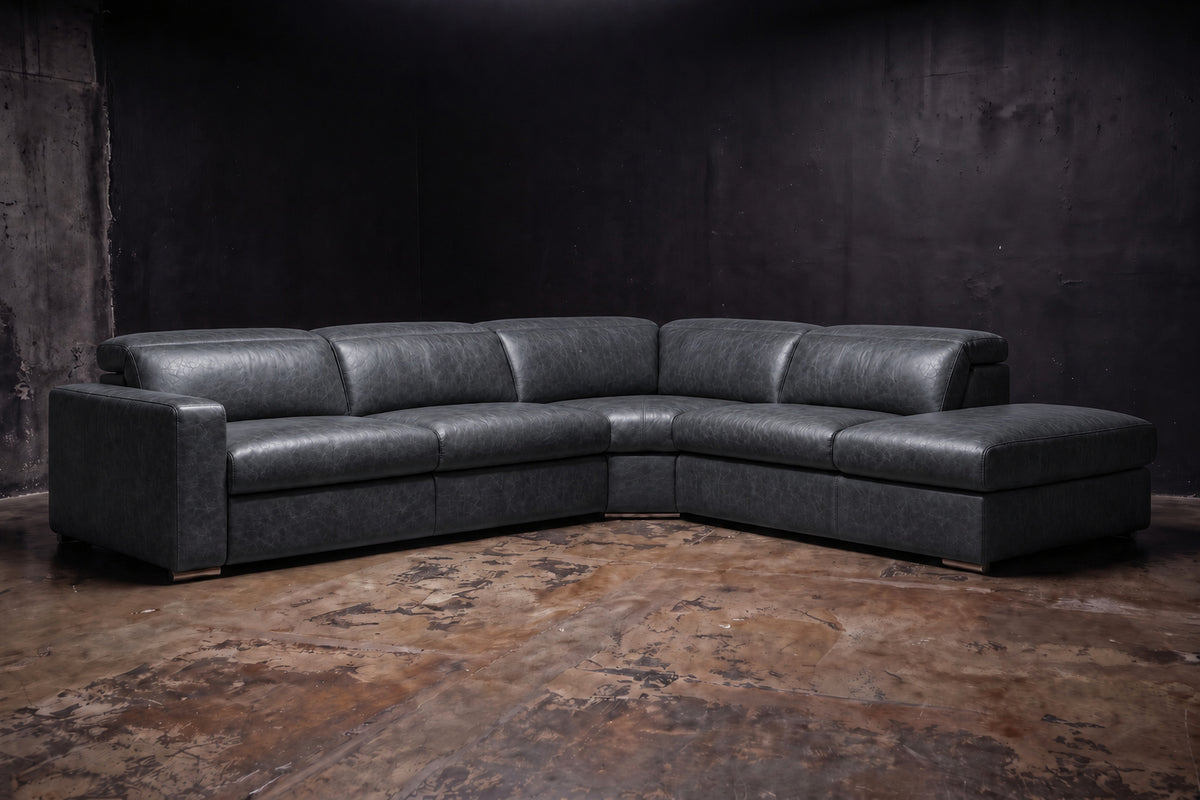 Valencia Clara Distressed Leather Recliner Sectional Sofa