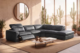 Valencia Clara Distressed Leather Recliner Sectional Sofa