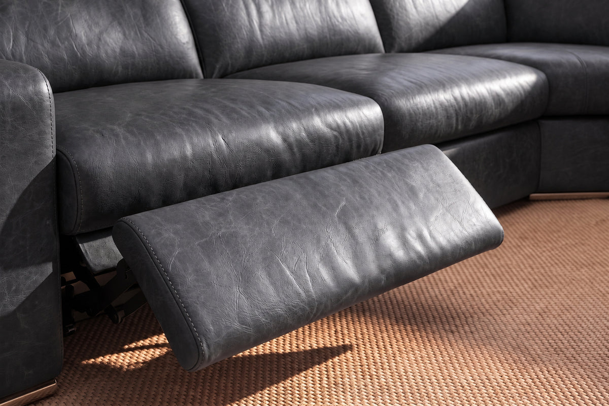 Valencia Clara Distressed Leather Recliner Sectional Sofa