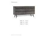 Codroipo 61-Inch Gray Acacia Honeycomb Dresser dimensions: 61.0 in wide, 18.0 in deep, 33.0 in high