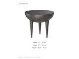 Colledara Cast Aluminum Bowl Side Table dimensions: 21.0 in wide, 21.0 in deep, 18.25 in high