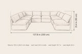 Comiso U-shaped sectional dimensions: 137.8 in wide, 35.4 in high, returns 103 in deep