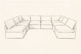 Pencil sketch of the Comiso U-shaped sectional, drawn from the same view