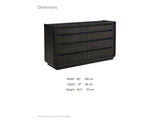 Conegliano 66-Inch Burnished Black 8-Drawer Dresser dimensions: 66.0 in wide, 19.0 in deep, 36.5 in high