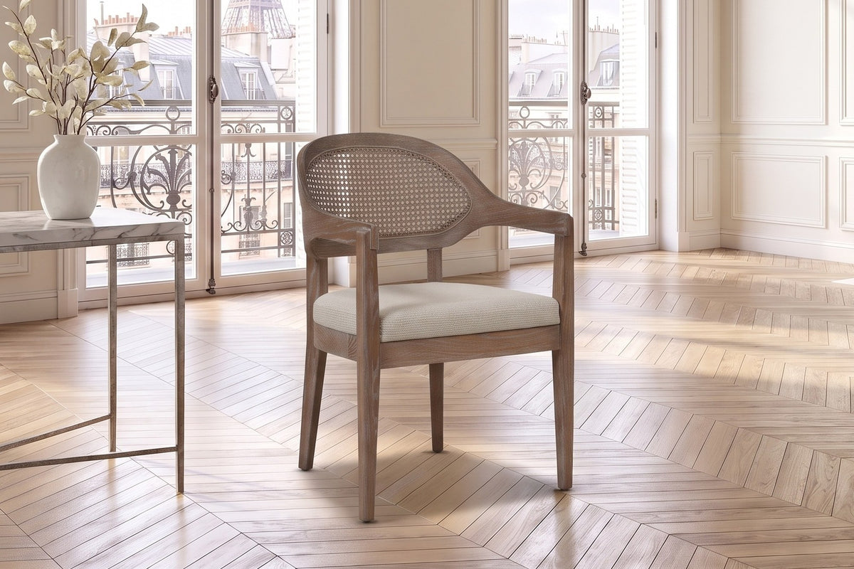 Corigliano Cane-Back Solid Oak Dining Chair in a Paris salon