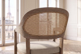 Close-up of the Corigliano Cane-Back Solid Oak Dining Chair: cane