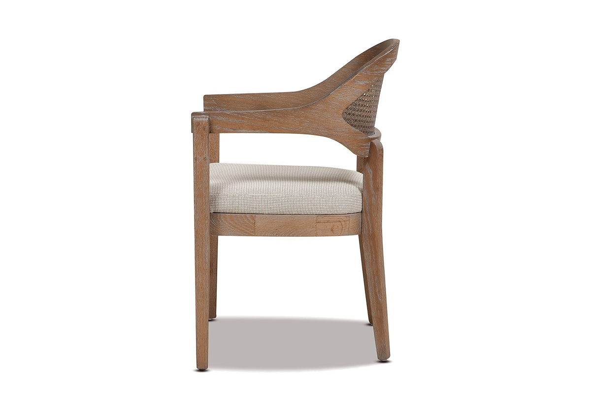 Corigliano Cane-Back Solid Oak Dining Chair, side view