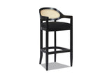 Cortale 30.5-Inch Cane-Back Black Oak Bar Stool on a white background