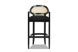Cortale 30.5-Inch Cane-Back Black Oak Bar Stool, front view