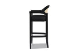 Cortale 30.5-Inch Cane-Back Black Oak Bar Stool, side view
