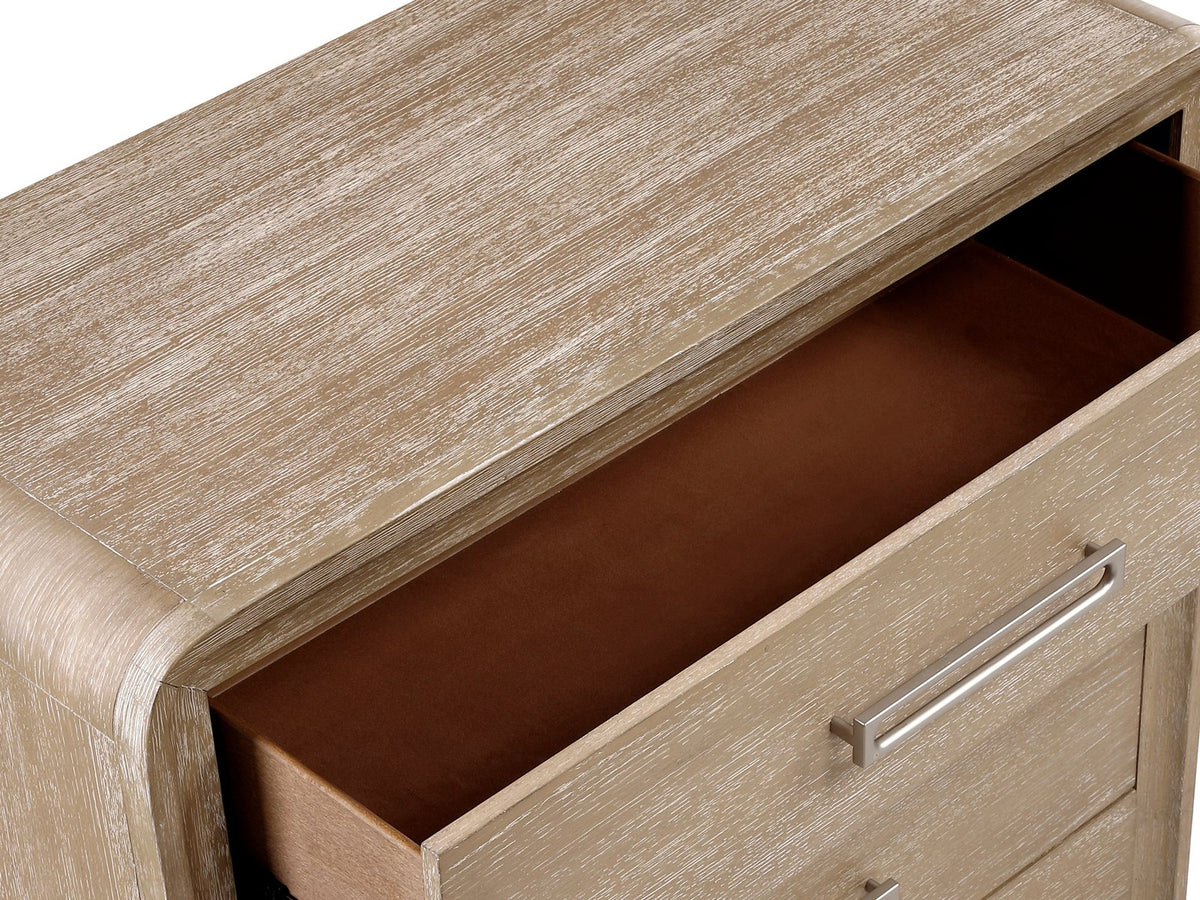 Close-up of the Cortina 40-Inch Natural Oak 5-Drawer Chest: drawer