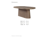 Cotronei 84-Inch Oval Cocoa Wood Veneer Pedestal Dining Table dimensions: 84 in long, 44 in wide and 30 in high