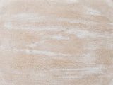 Close-up of the Craco Whitewashed Mango Pedestal Side Table: the white-washed mango grain of the round top