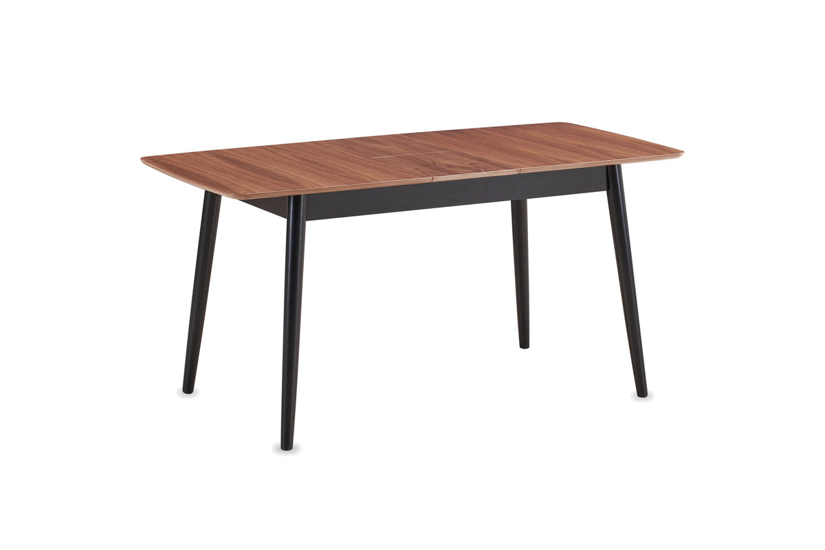 Crosia 63-Inch Rectangular Walnut Veneer Extending Dining Table on a white background