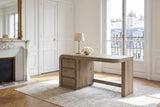 Curinga 58-Inch 3-Drawer Knotty Oak Veneer Waterfall Executive Desk in a Paris salon