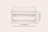Custonaci coffee table dimensions: 27.5 in wide, 11.5 in high, 27.5 in deep