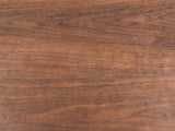 Close-up of the Cutrofiano Walnut Veneer C-Shaped Side Table: the walnut veneer grain of the top