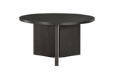 Davoli 54-Inch Round Ebony Oak Veneer Pedestal Dining Table on a white background