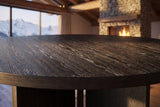Close-up of the Davoli 54-Inch Round Ebony Oak Veneer Pedestal Dining Table: grain