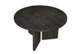 Davoli 54-Inch Round Ebony Oak Veneer Pedestal Dining Table, side view