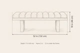 Deruta bench dimensions: 52 in long, 18 in high, 17 in deep