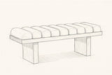 Pencil sketch of the Deruta bench, drawn from the same three-quarter view