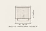 Desulo nightstand dimensions: 25.5 in wide, 26.5 in high, 18 in deep