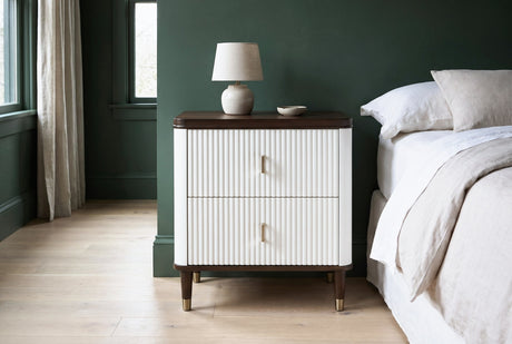 Desulo White Fluted 2-Drawer Nightstand