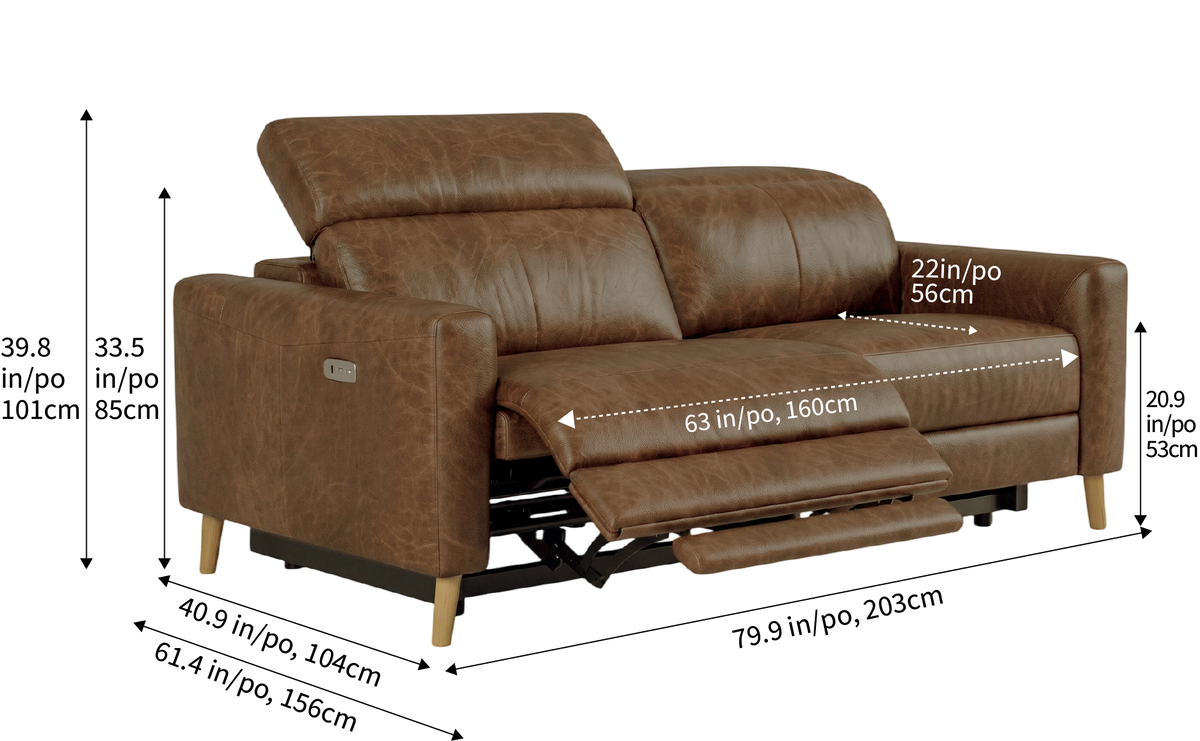 Elodie Distressed Italian Aniline Leather Dual Recliner Sofa