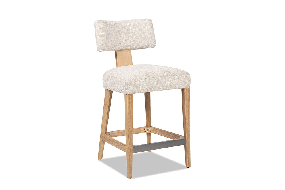 Dipignano 27-Inch T-Back Chenille and Wood Counter Stool (Set of 2) on a white background