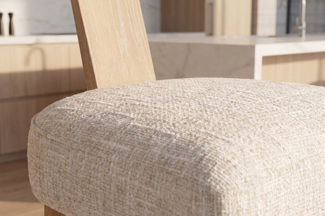Close-up of the Dipignano 27-Inch T-Back Chenille and Wood Counter Stool (Set of 2): fabric