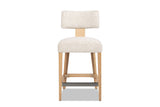 Dipignano 27-Inch T-Back Chenille and Wood Counter Stool (Set of 2), front view
