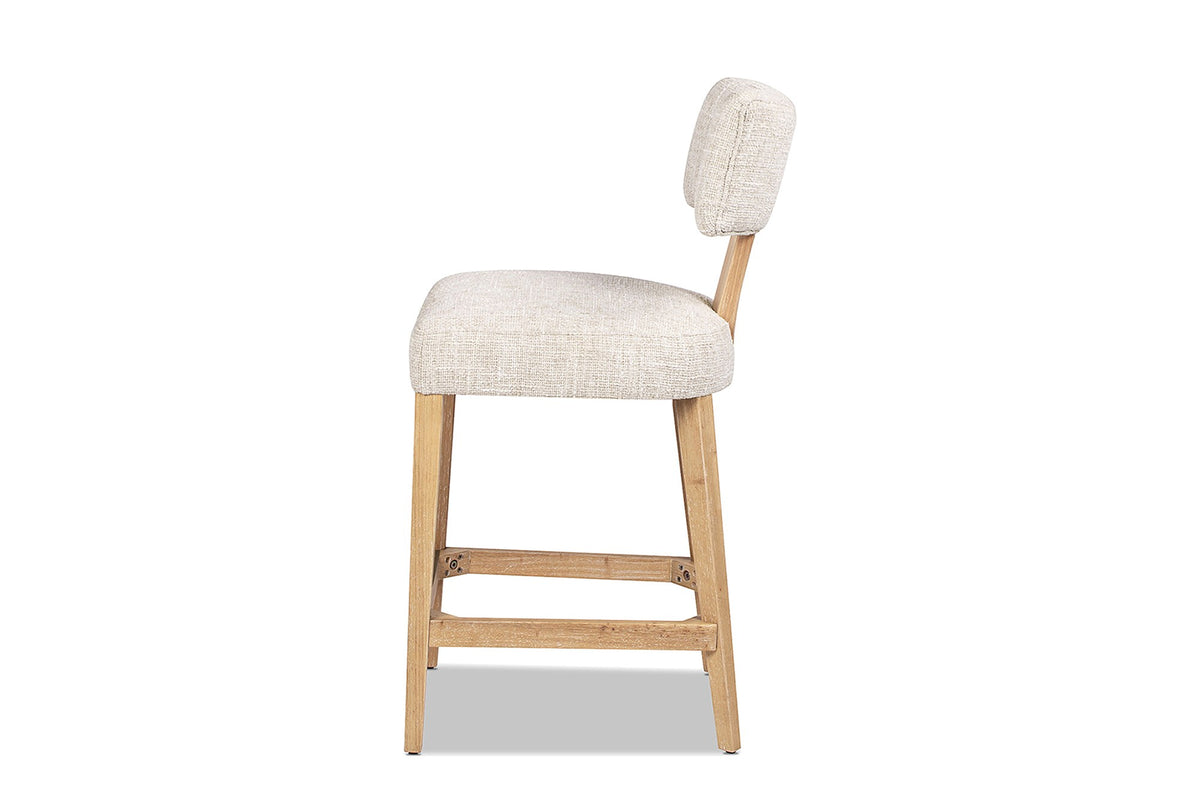 Dipignano 27-Inch T-Back Chenille and Wood Counter Stool (Set of 2), side view