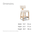Dipignano 27-Inch T-Back Chenille and Wood Counter Stool (Set of 2) dimensions