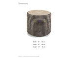 Dolceacqua Natural Braided Jute Round Pouf dimensions: 18 in across and 14 in high