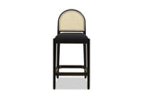 Drapia 26.5-Inch Cane-Back Ebony Oak Counter Stool, Black Boucle (Set of 2), front view
