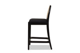 Drapia 26.5-Inch Cane-Back Ebony Oak Counter Stool, Black Boucle (Set of 2), side view