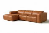 Emery Distressed Italian Aniline Leather Recliner Sectional Sofa