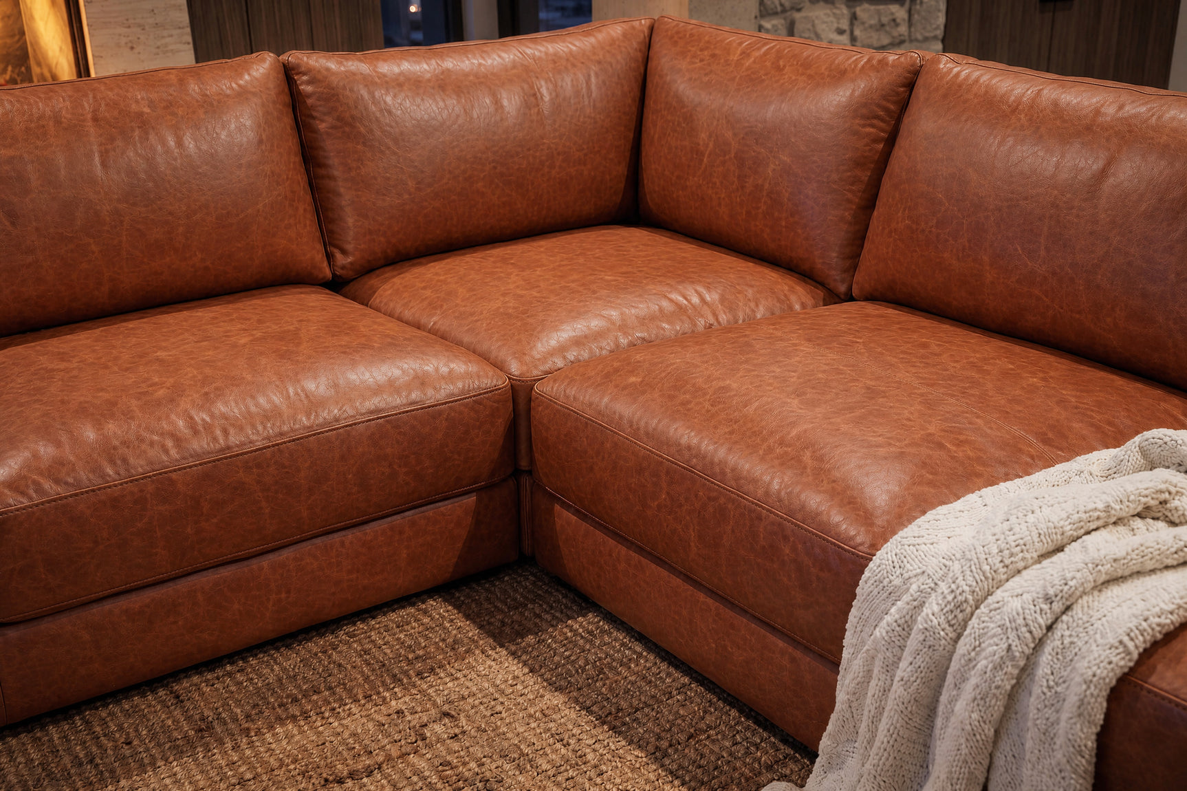 Serena Distressed Leather Corner Sectional Sofa