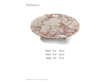 Elba Rosa Marble Coffee Table dimensions: 35.4 in wide, 35.4 in deep, 9.8 in high