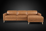 Elodie Distressed Italian Aniline Leather Recliner Sectional Sofa