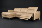 Elodie Distressed Italian Aniline Leather Recliner Sectional Sofa