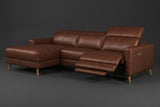 Elodie Distressed Italian Aniline Leather Recliner Sectional Sofa