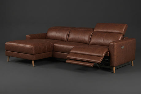 Elodie Distressed Italian Aniline Leather Recliner Sectional Sofa